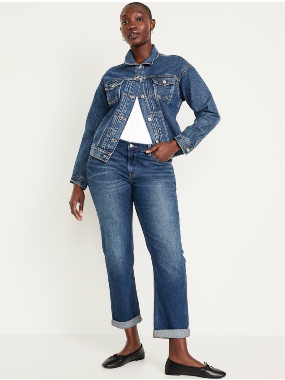 Old Navy Women's Mid-Rise WOW Boyfriend Dark Blue Jeans Size 16